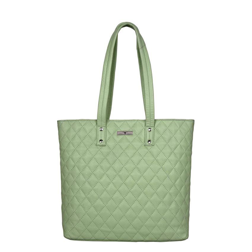 URBAN FOREST Nancy Mint Green Quilted Leather Handbag for Women