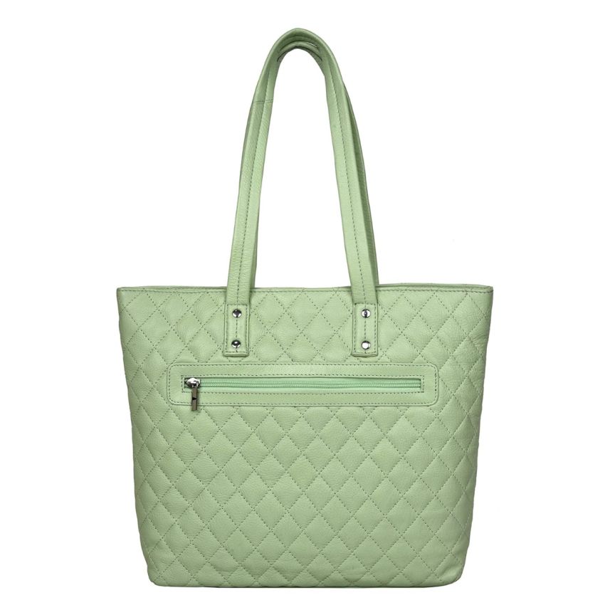 URBAN FOREST Nancy Mint Green Quilted Leather Handbag for Women