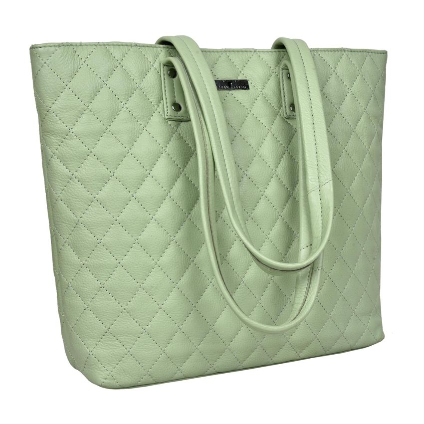 URBAN FOREST Nancy Mint Green Quilted Leather Handbag for Women
