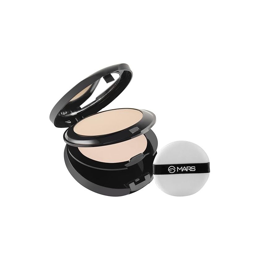MARS Wonder 2 In 1 Natural Compact With Mirror And Powder Puff | Oil And Sweat Control | Long Lasting Compact Powder For All Skin Types (16.0Gm) (Shade-01), Cream