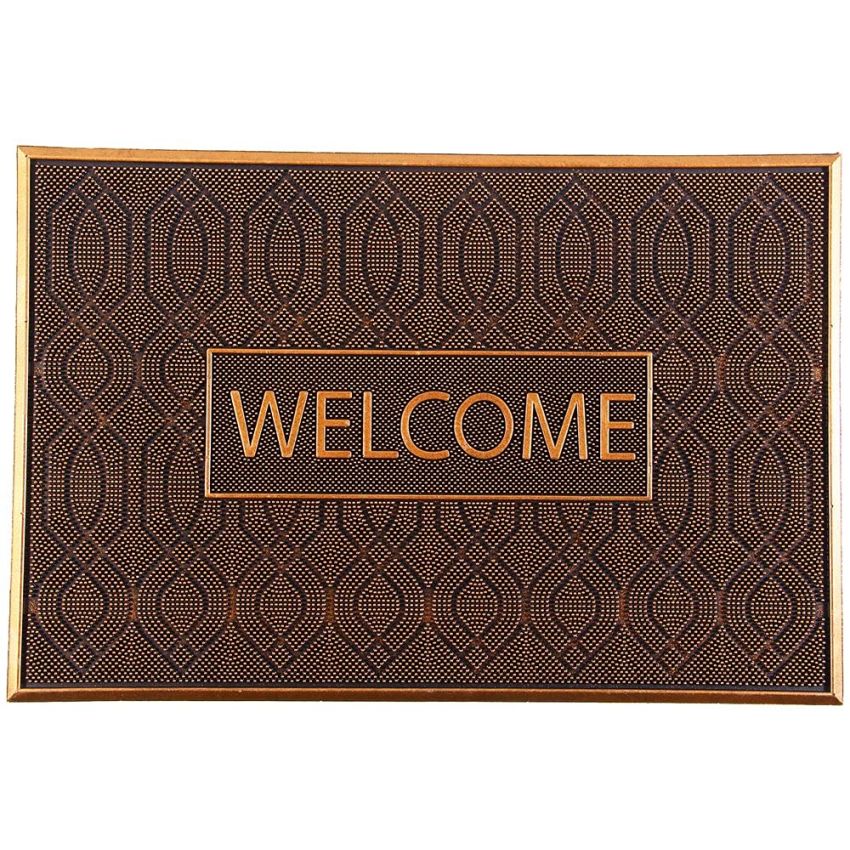 Onlymat Heavy-Duty, Long-Lasting Entryway Rug Natural Rubber Welcome Printed Door Mat (Copper Colour, 60x90cm)