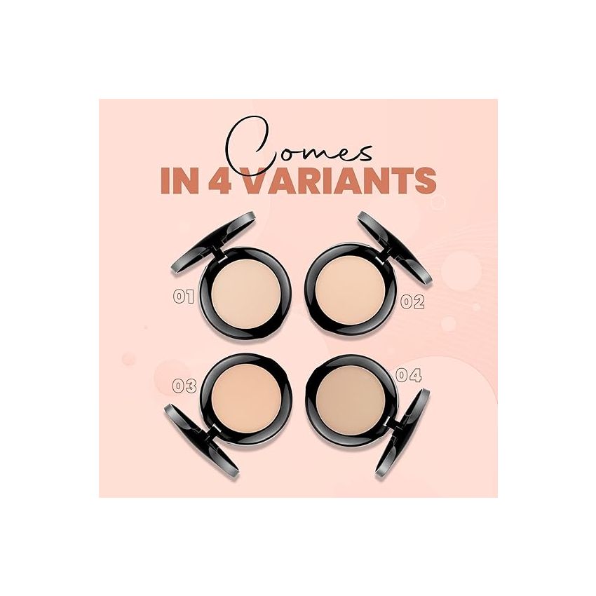 MARS Wonder 2 In 1 Natural Compact With Mirror And Powder Puff | Oil And Sweat Control | Long Lasting Compact Powder For All Skin Types (16.0Gm) (Shade-01), Cream