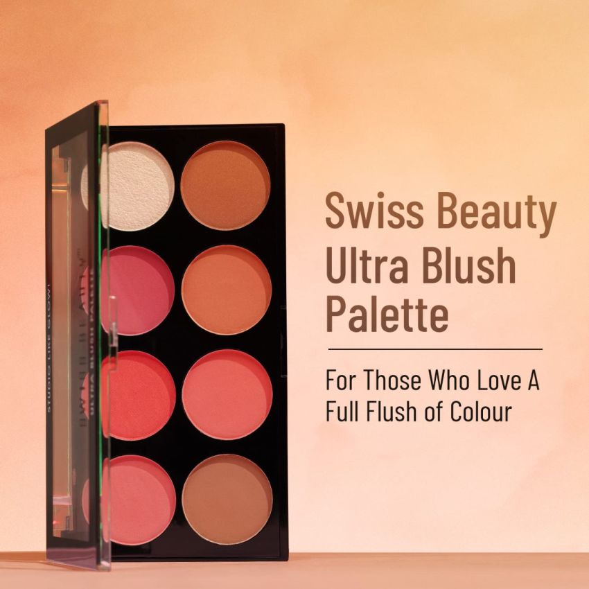 Swiss Beauty Ultra Blush Palette with highly blendable shades | Pigmented Blusher for a Natural Flush | Shade-2, 16gm|