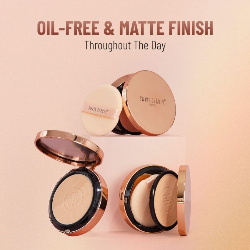 Swiss Beauty Silky & Smooth Oil Control Powder, Face MakeUp, Shade- Natural Beige, 6.5g