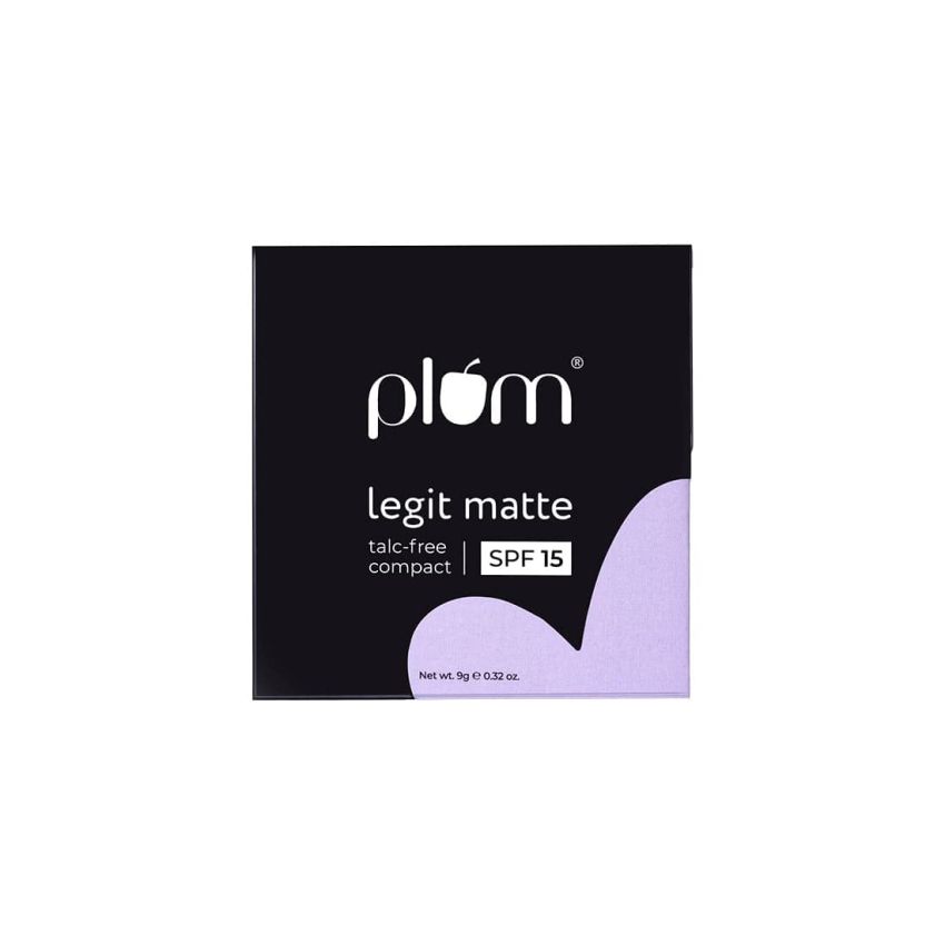 Plum Legit Matte Talc-Free Compact With SPF15 | Lightweight | Even Coverage | 100% Vegan & Cruelty Free | Natural Beige - 110Y (Light, Warm Undertone)