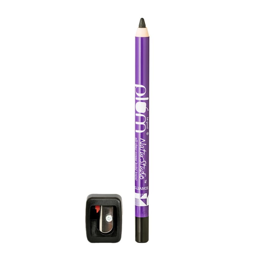 Plum Naturstudio All-Day-Wear Kajal| Water & Smudge-Proof|24 Hr long Stay|Intense Matte Black|Gel finish, 2-In-1 Kajal, Eye Liner|Suitable For Sensitive Eyes & Contact Lenses|With Sharpener|1.2 Gm