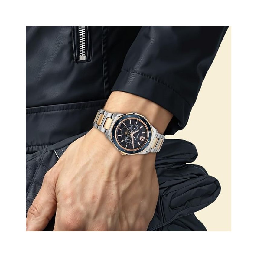 Titan Regalia Premium Blue Dial Quartz Multifunction Stainless Steel Strap Watch for Men-1688KM06/NT1688KM06