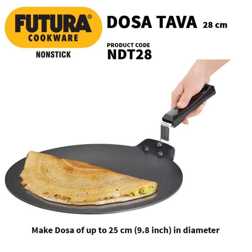 Hawkins Futura 30 cm Dosa Tava, Non Stick Dosa Tawa, Flat Dosa Tawa, Black (NDT30)