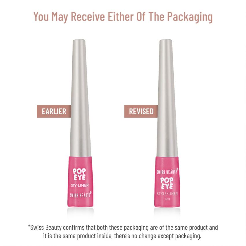 Swiss Beauty Pop Eyeliner | Waterproof And Long Lasting Liquid Eyeliner | Smudge Proof Eye Makeup |Quick Drying |Shade - Neon Pink, 3 Ml |