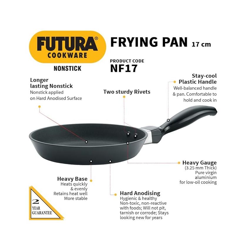 Hawkins Futura 20 cm Frying Pan, Non Stick Fry Pan, Induction Frying Pan, Small Frying Pan, Black (INF20)