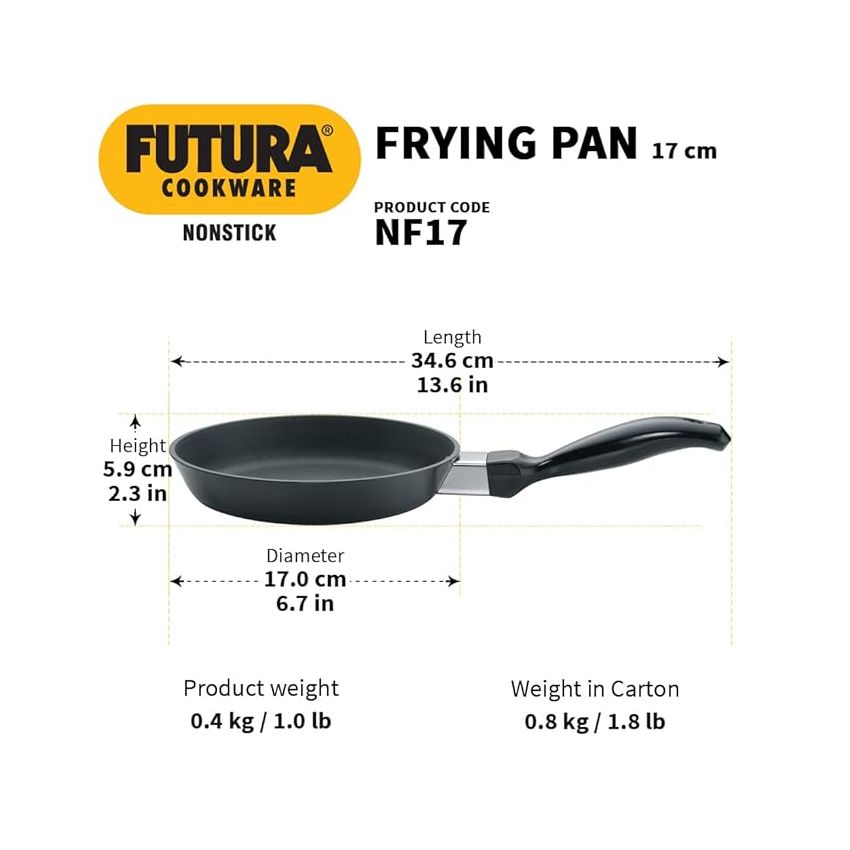 Hawkins Futura 17 cm Frying Pan, Non Stick Fry Pan, Small Frying Pan, Black (NF17)