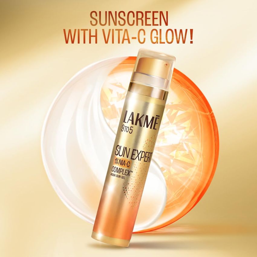 Lakme Sun Expert 1% Nia C Gel Sunscreen SPF 50 PA++++ for UVA/B, No white cast, for Hydration 56G