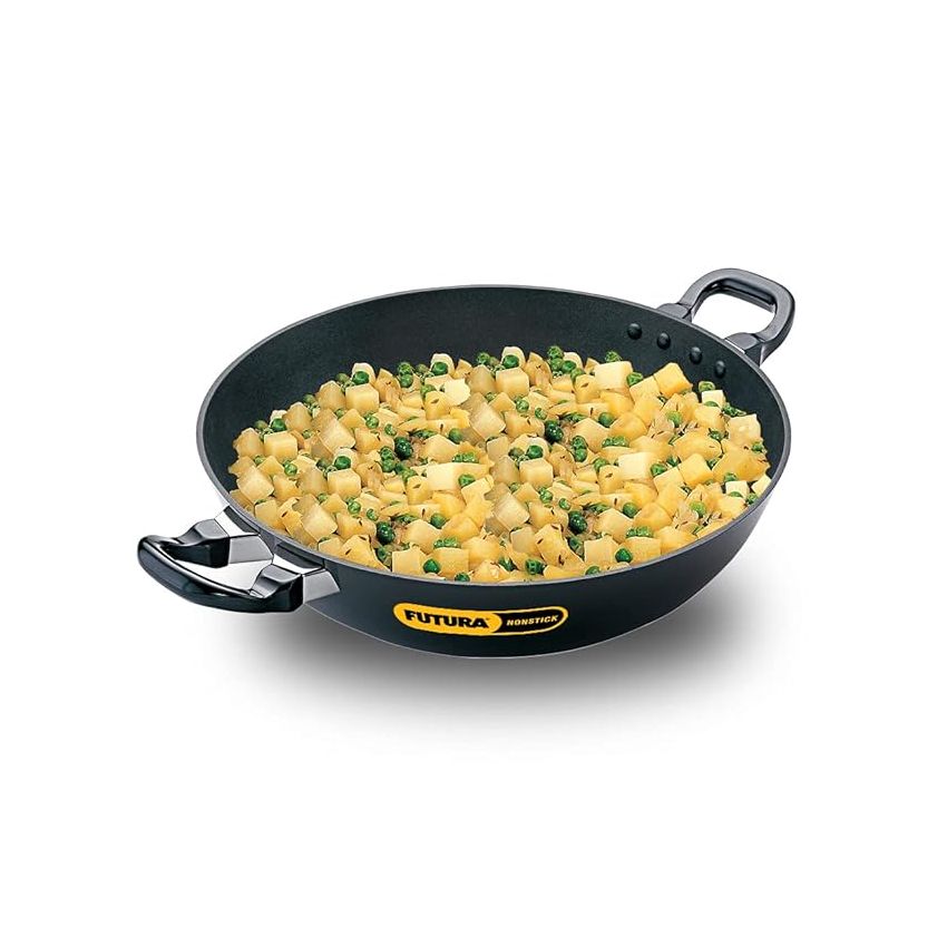 Hawkins Futura 4 Litre Deep Fry Pan, Non Stick Kadai, Round Bottom Kadhai, Big Non Stick Kadai, Black (NK40)