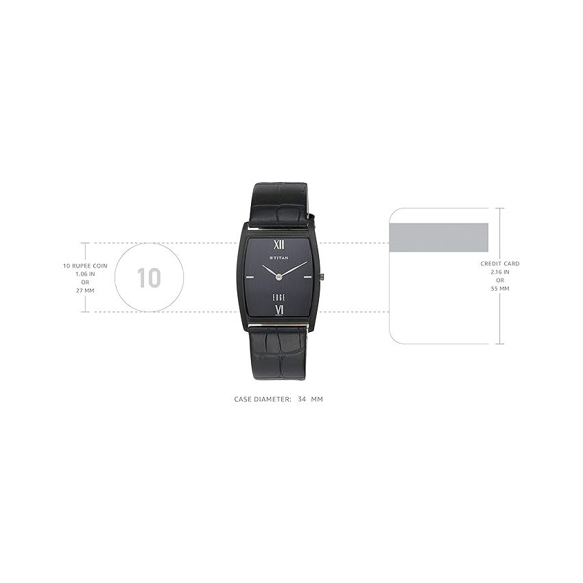 Titan Edge Quartz Analog Black Dial Leather Strap Watch for Men-NS1044NL01/NT1044NL01