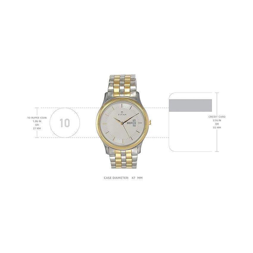 Titan Quartz Analog with Day and Date Silver Dial Stainless Steel Strap Watch for Men-NR1824BM01/NT1824BM01