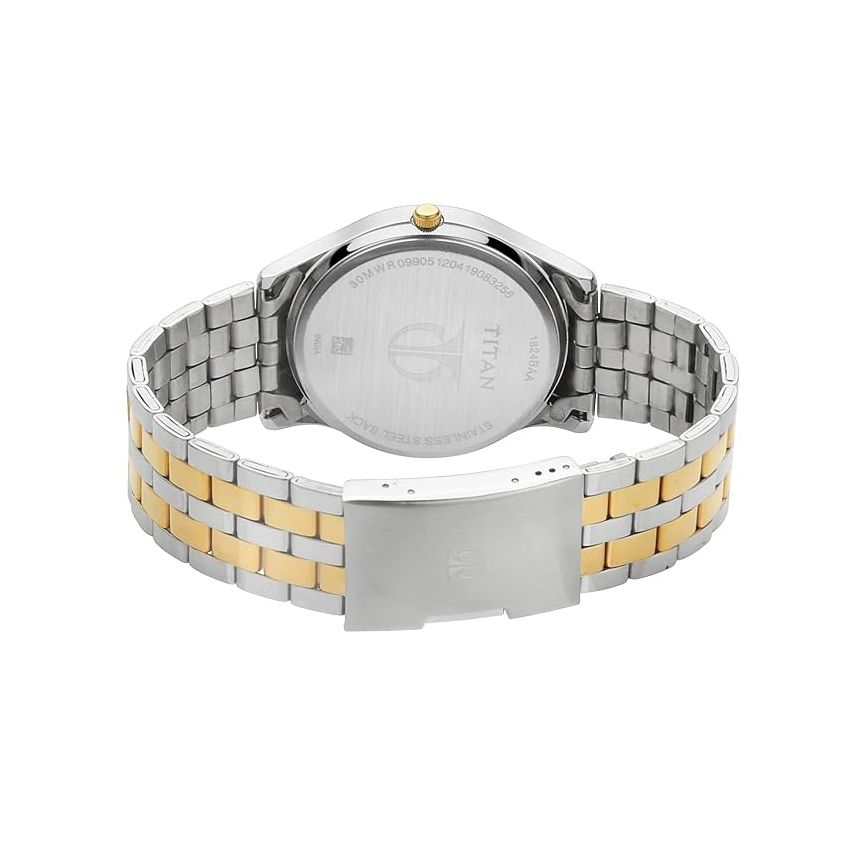 Titan Quartz Analog with Day and Date Silver Dial Stainless Steel Strap Watch for Men-NR1824BM01/NT1824BM01