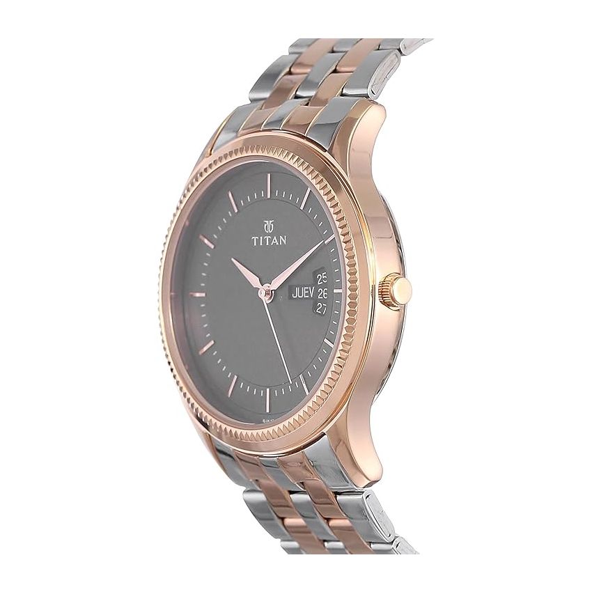 Titan Brown Dial Analog with Day and Date Stainless Steel Strap Watch for Men-NN1824KM01/NT1824KM01
