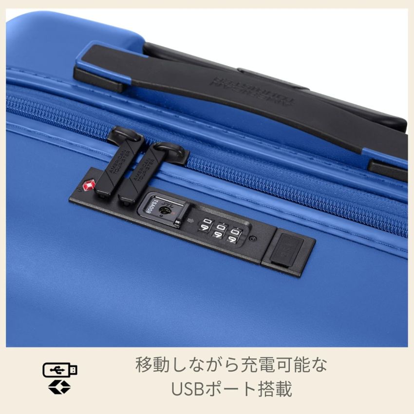 American Tourister Novastream 55 cms Small Hardside Polycarbonate Cabin Suitcase with TSA Lock and USB Port - Navy Blue