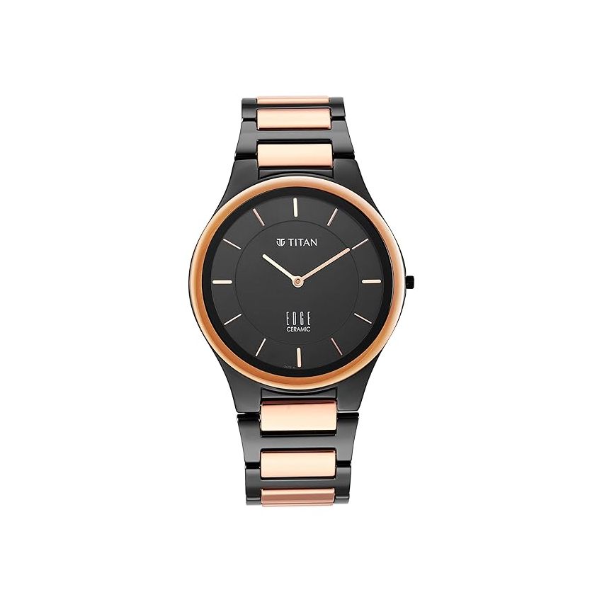 Titan Men Ceramic Analog Black Dial Watch-1696Kc01/Np1696Kc01, Band Color-Multicolor