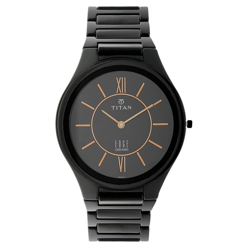 Titan Edge Ceramic Black Dial Analog Ceramic Strap watch for Men-NS1696NC01/NT1696NC01