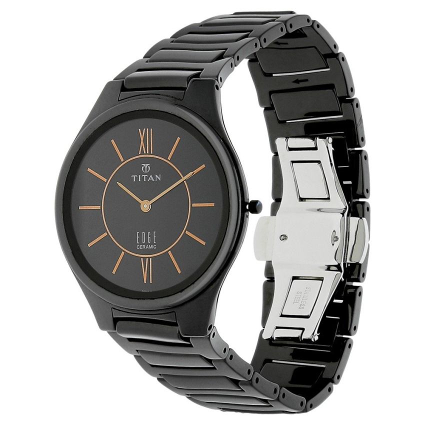Titan Edge Ceramic Black Dial Analog Ceramic Strap watch for Men-NS1696NC01/NT1696NC01