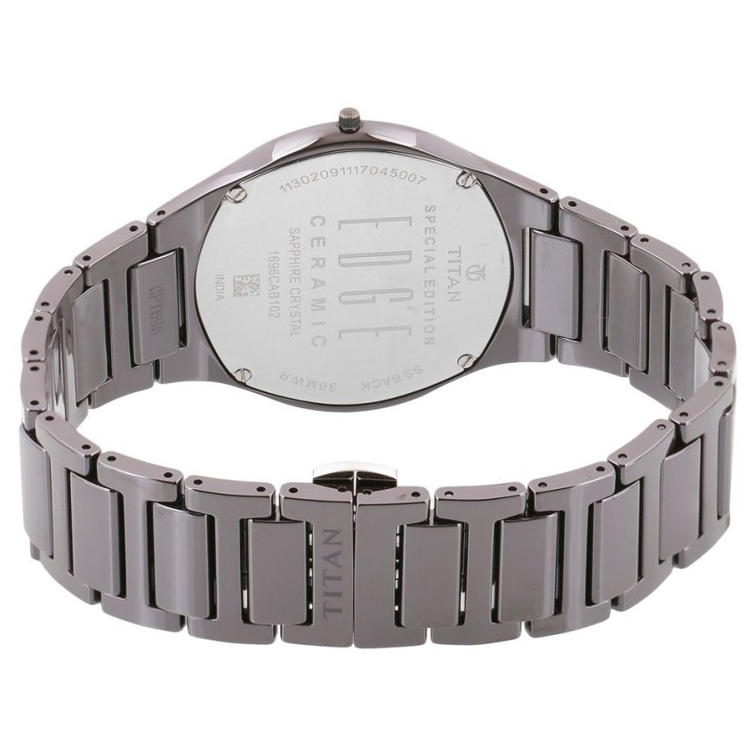 Titan Edge Ceramic Silver Dial Analog Ceramic Strap watch for Men-NS1696QC02/NT1696QC02