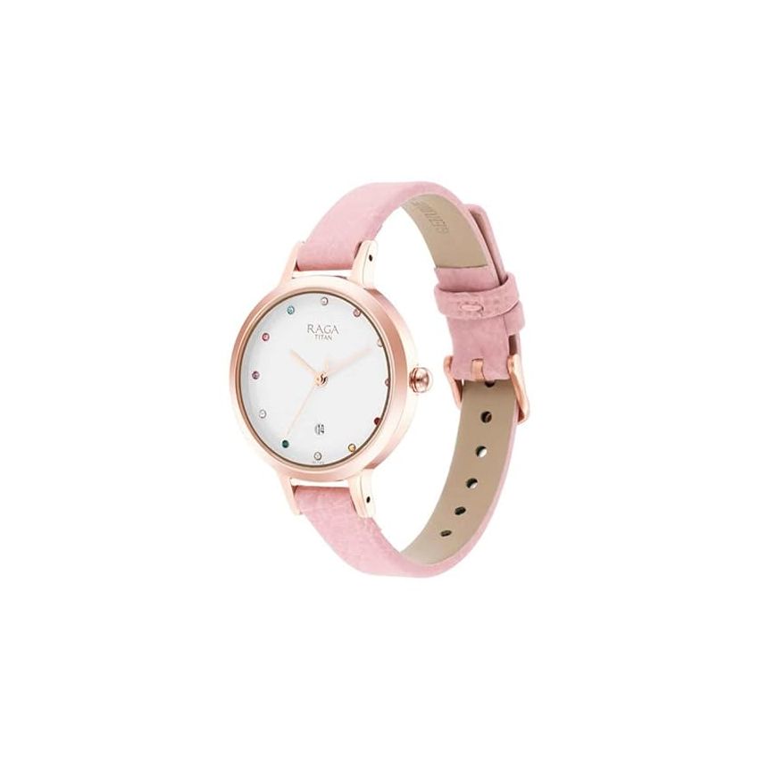 Titan Women Brass Analog White Dial Watch-Np2666Wl01/Np2666Wl01, Band Color-Pink