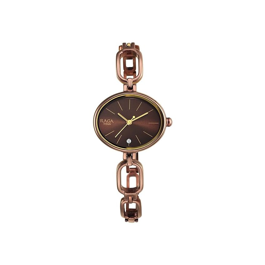 Titan Women Brass Analog Brown Dial Watch-Np2667Qm01/Np2667Qm01, Band Color-Brown