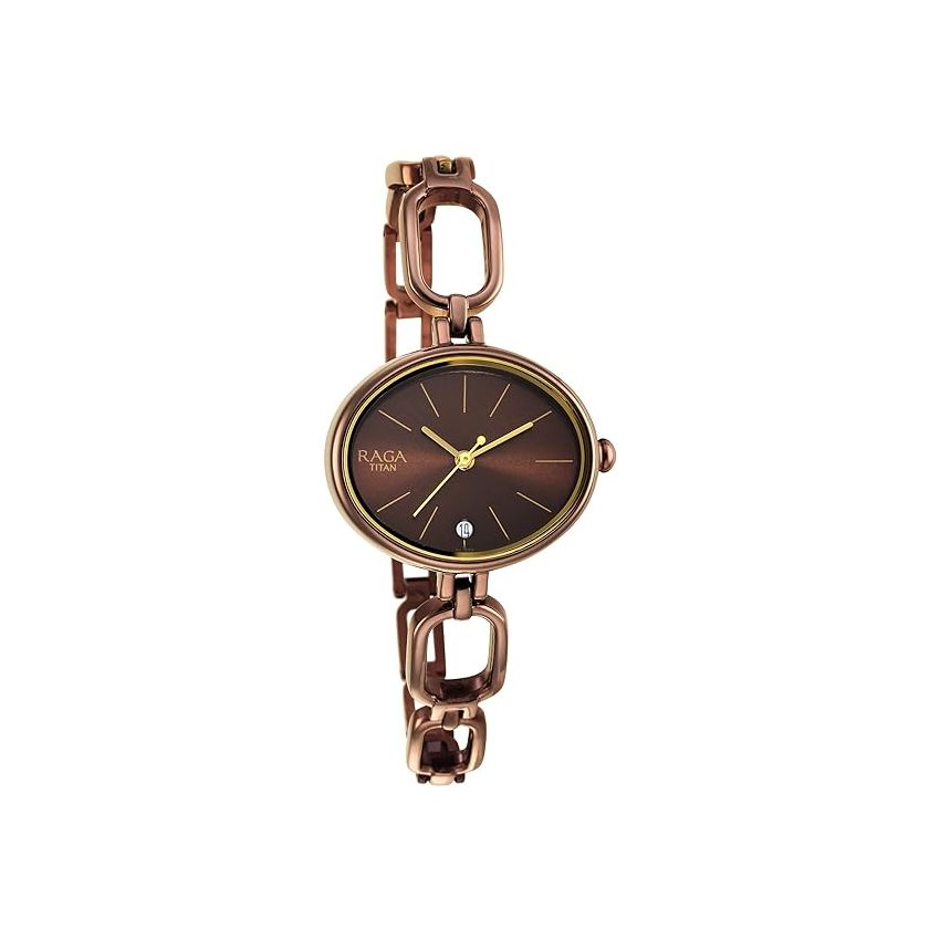 Titan Women Brass Analog Brown Dial Watch-Np2667Qm01/Np2667Qm01, Band Color-Brown