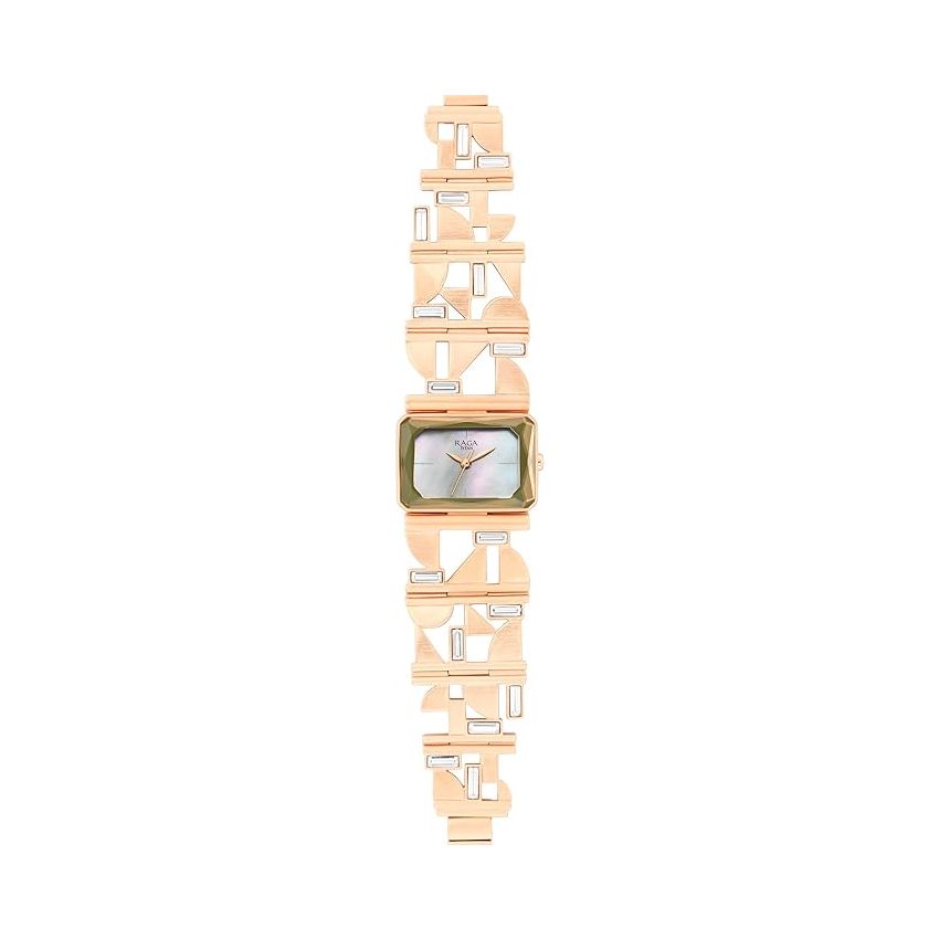 Titan Stainless Steel Analog Rose Gold Dial Women's Watch-95149Wm01, Band Color:Multicolor