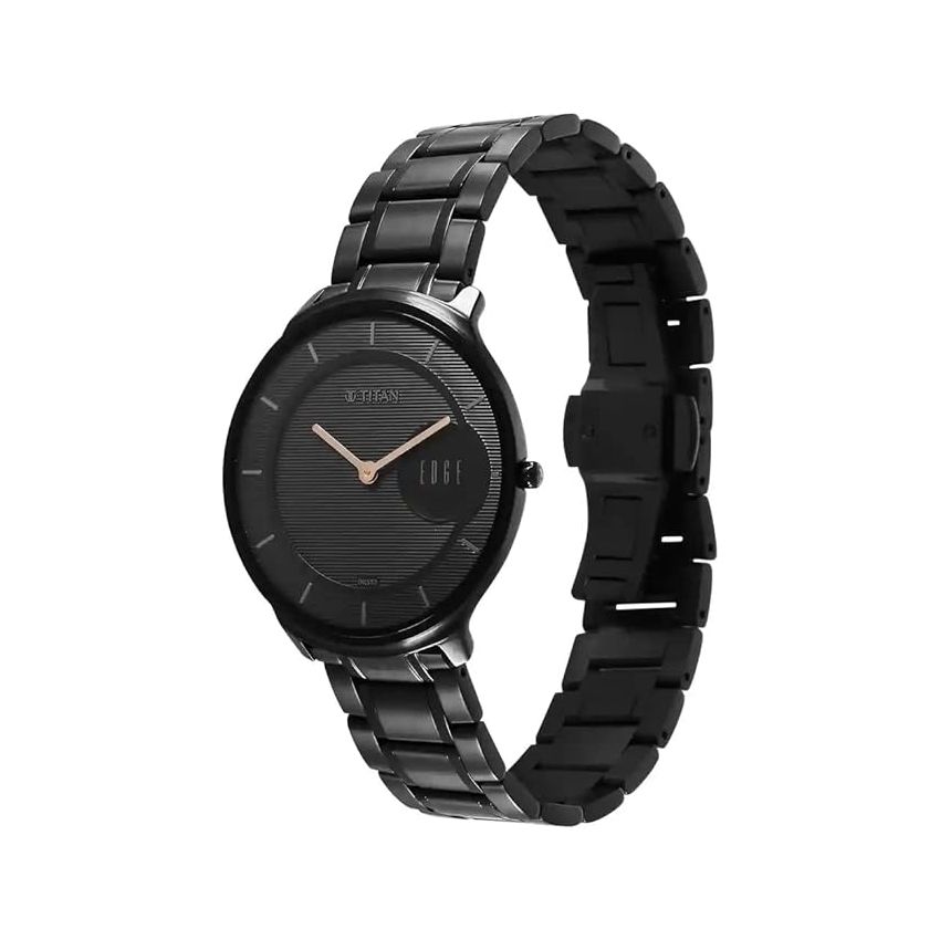Titan Edge Metal Black Dial Analog Stainless Steel Strap Watch for Men-NS1843NM03/NT1843NM03
