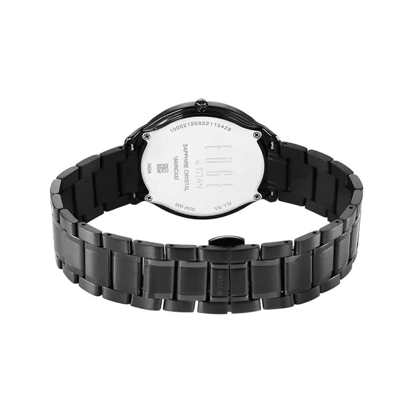 Titan Edge Metal Black Dial Analog Stainless Steel Strap Watch for Men-NS1843NM03/NT1843NM03