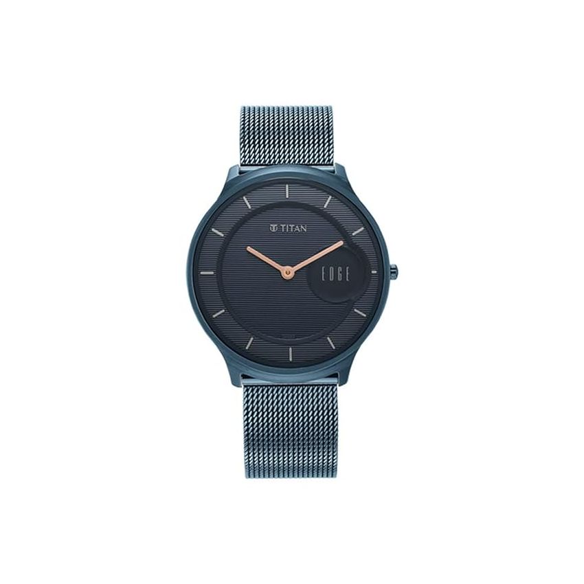 Titan Edge Baseline Blue Dial Stainless Steel Strap Watch Men-NS1843QM01/NT1843QM01