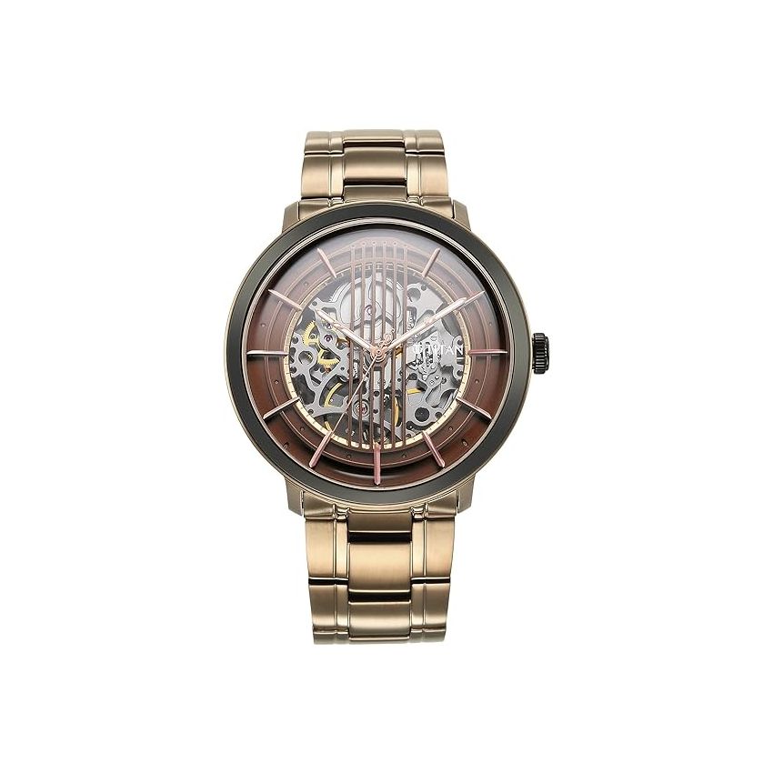 Titan Regalia Quartet Brown Dial Automatic Stainless Steel Strap Watch for Men-NS1848KM05/NT1848KM05