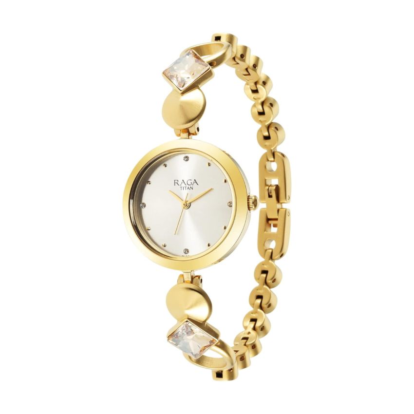 Titan Raga Love All Champagne Dial Analog Metal Strap Watch for Women-NS2606YM08/NT2606YM08