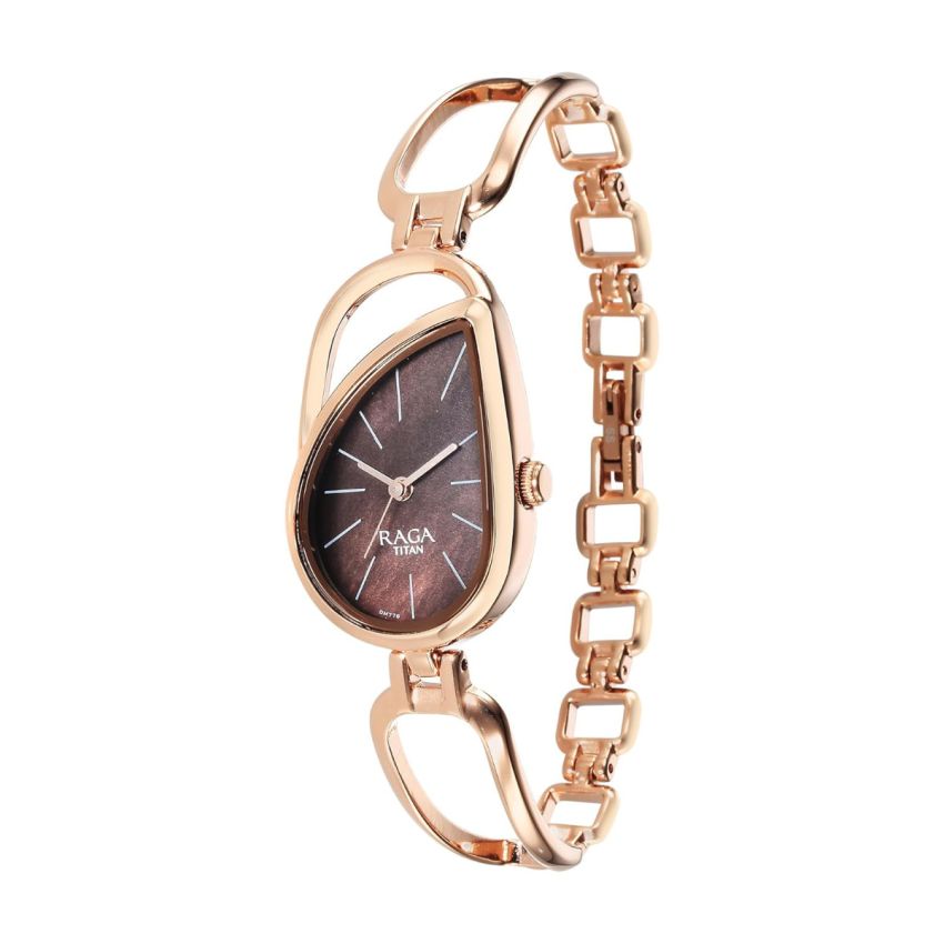 Titan Raga Chic Quartz Analog Brown Dial Rose Gold Metal Strap Watch for Women-NS2688WM01/NT2688WM01