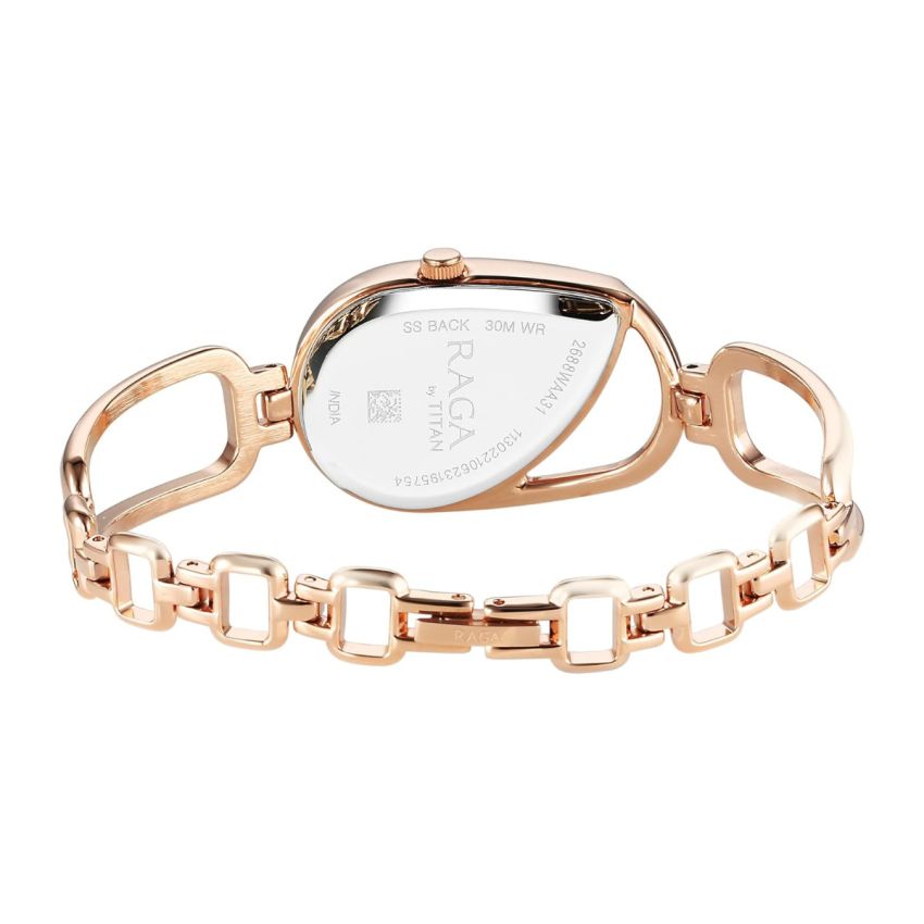 Titan Raga Chic Quartz Analog Brown Dial Rose Gold Metal Strap Watch for Women-NS2688WM01/NT2688WM01