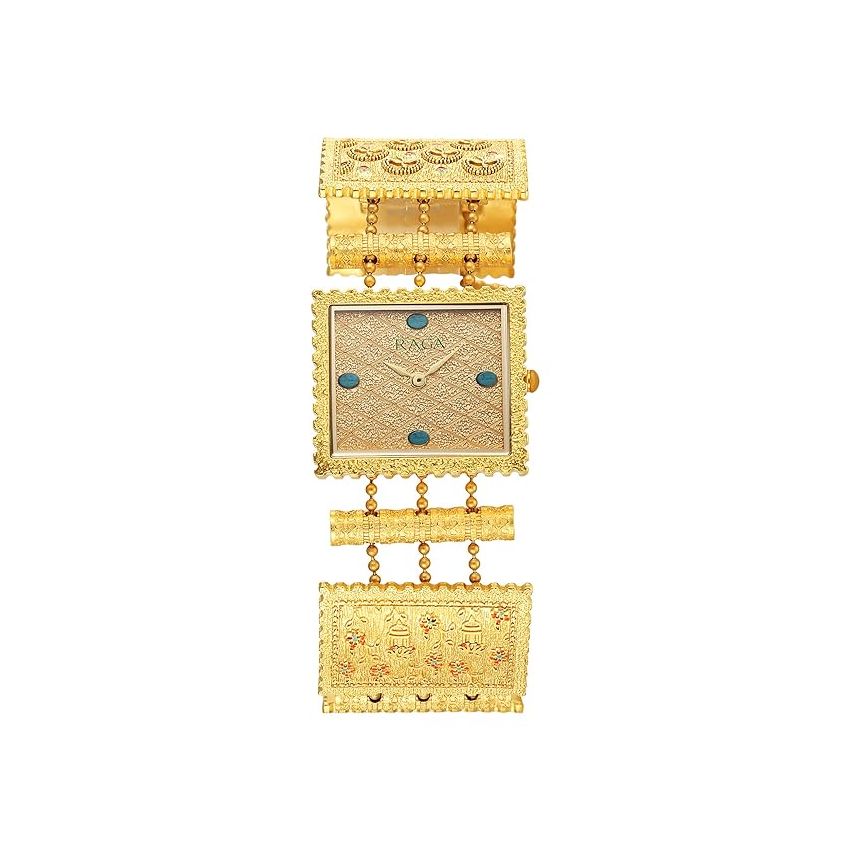 Titan Raga X Masaba Golden Dial Analog Women Watch with Metal Strap-NS95166YM01