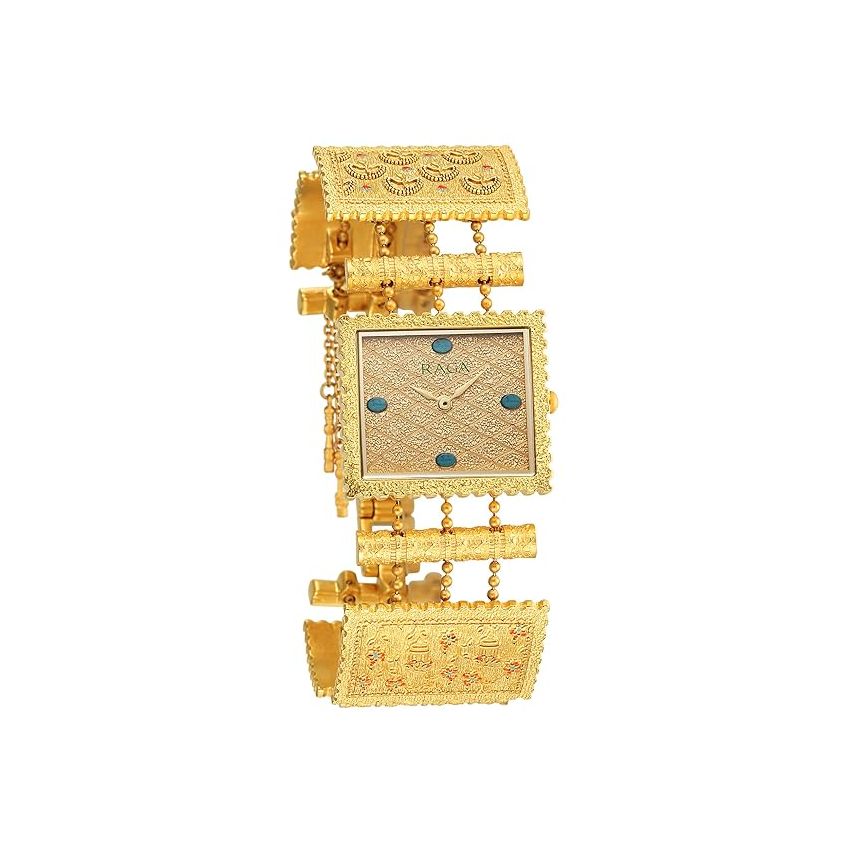 Titan Raga X Masaba Golden Dial Analog Women Watch with Metal Strap-NS95166YM01