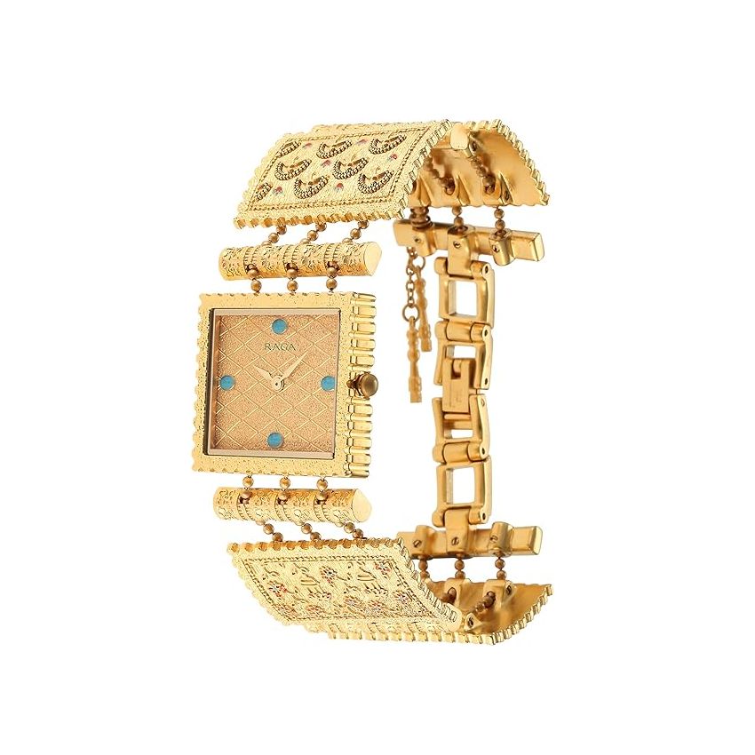 Titan Raga X Masaba Golden Dial Analog Women Watch with Metal Strap-NS95166YM01