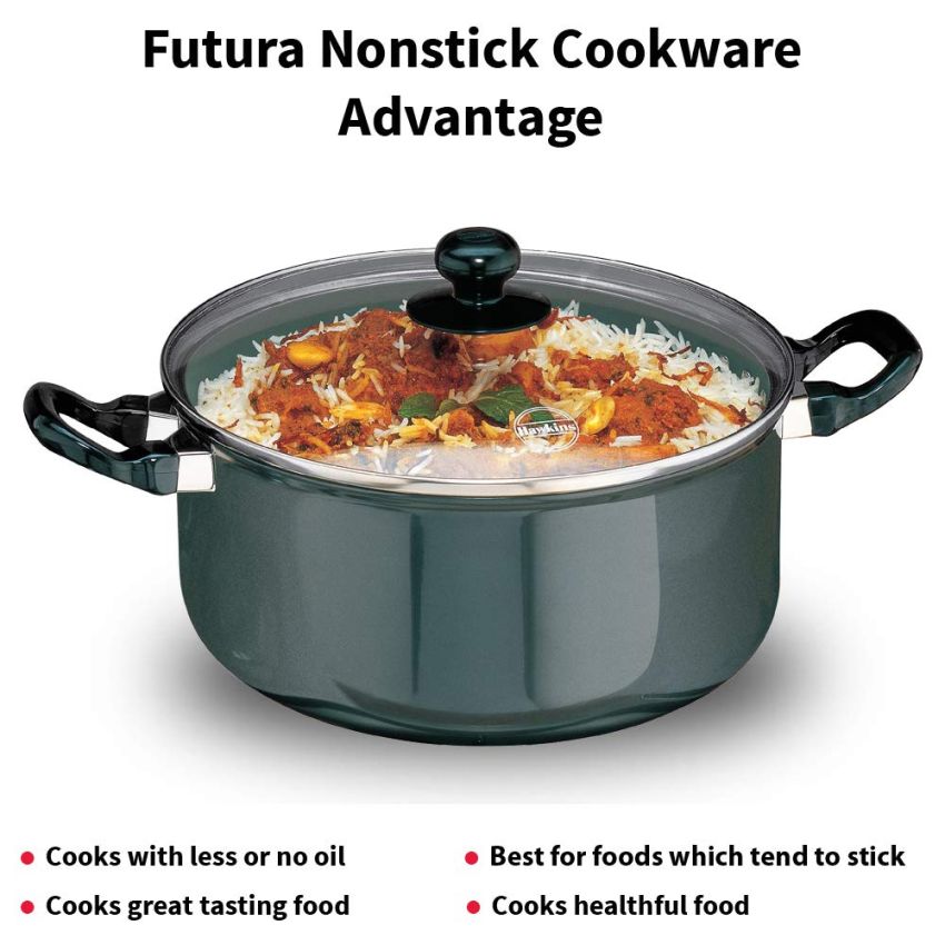 Hawkins Futura 3 Litre Cook N Serve Stewpot, Non Stick Pot With Glass Lid, Cooking Pot With Lid, Black (Nst30G), 3 Liter