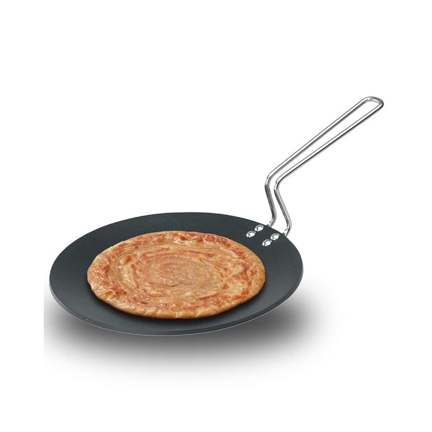 Hawkins Futura 26 cm Tava, Non Stick Tawa with Stainless Steel Handle, Black (NT26)