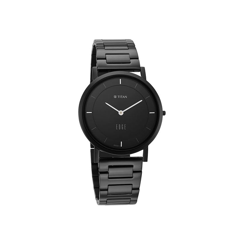 Titan Edge Quartz Analog Black Dial Stainless Steel Strap Watch for Men-NS1595NM01/NT1595NM01