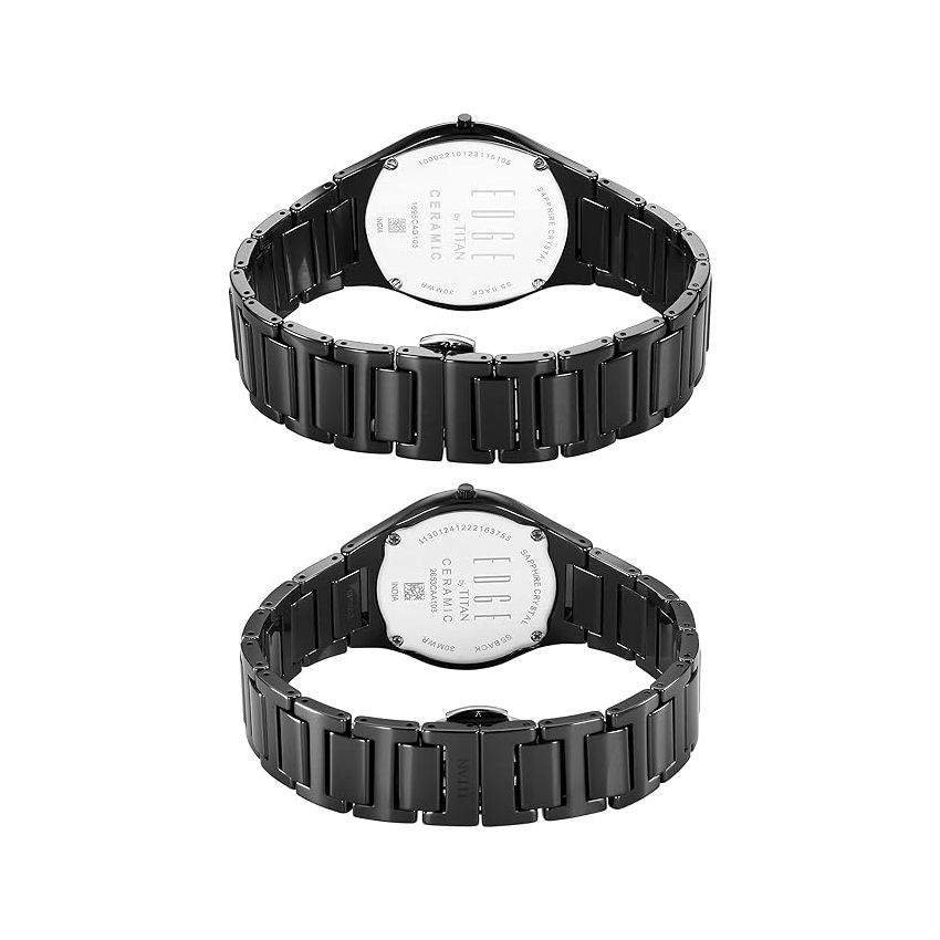 Titan Edge Pair Black Dial Analog Ceramic Strap Watch for Couple-NS16962653NC01P/NT16962653NC01