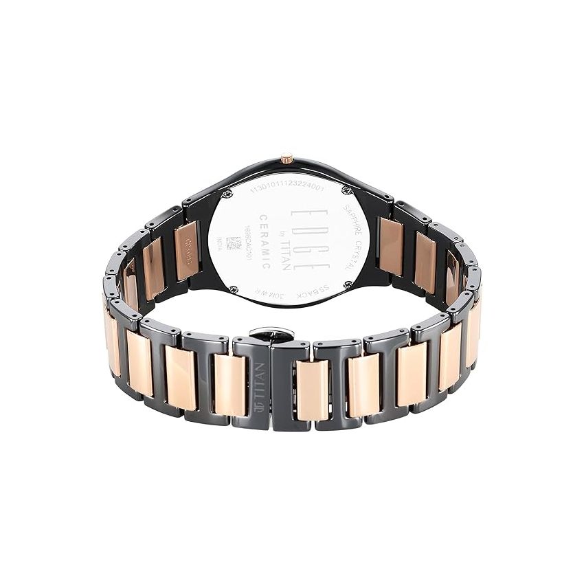 Titan Edge Ceramic Dress with Diamonds Quartz Analog Black Dial Ceramic Strap Watch for Men-1696KC02/NT1696KC02