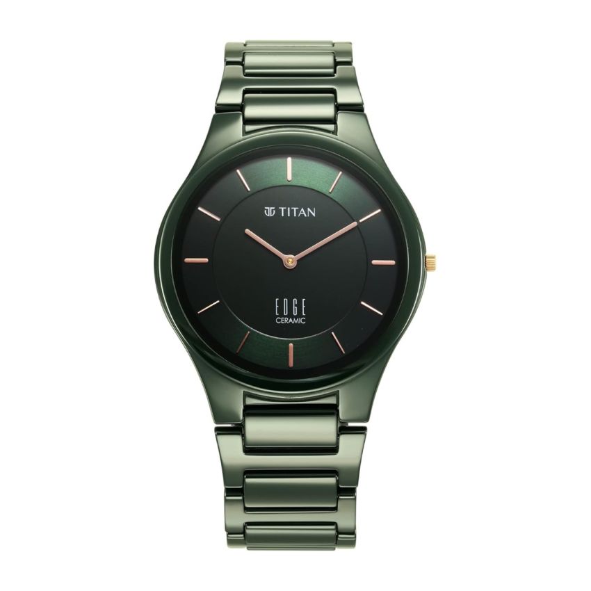 Titan Edge Ceramic Green Dial Analog Ceramic Strap Watch for Men-NS1696QC06/NT1696QC06