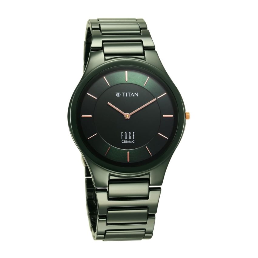 Titan Edge Ceramic Green Dial Analog Ceramic Strap Watch for Men-NS1696QC06/NT1696QC06