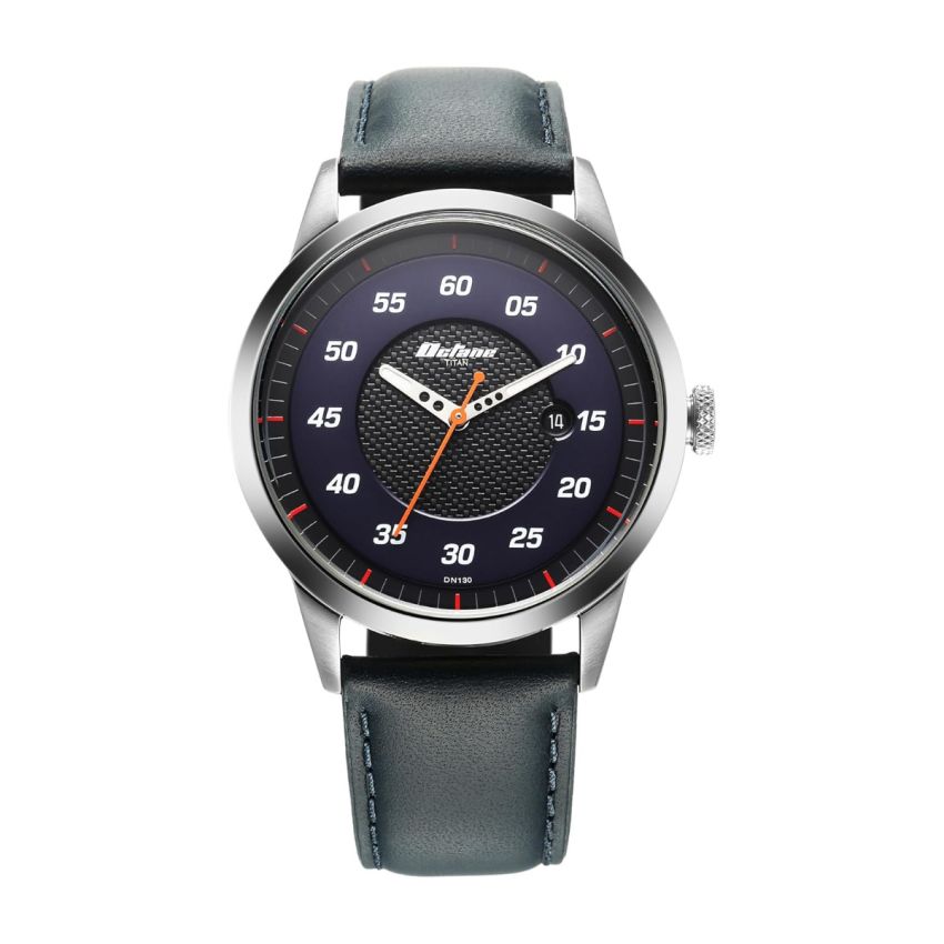 Titan Octane Phoenix Quartz Analog with Date Blue Dial with Blue Leather Strap Watch for Men-1806SL14/NT1806SL14