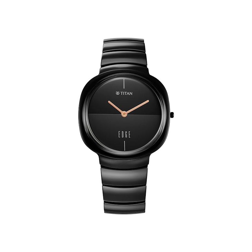 Titan Edge Squircle Black Dial Analog Ceramic Strap Watch for Men-NS1841NC01/NT1841NC01