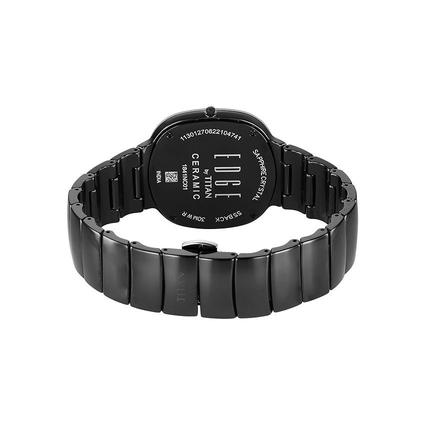 Titan Edge Squircle Black Dial Analog Ceramic Strap Watch for Men-NS1841NC01/NT1841NC01